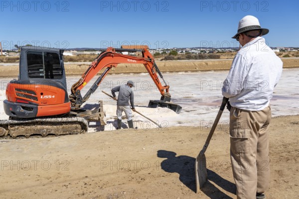 Salt extraction on the Algarve coast in Portugal, 95 per cent of Portuguese sea salt is extracted