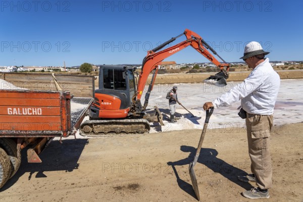 Salt extraction on the Algarve coast in Portugal, 95 per cent of Portuguese sea salt is extracted