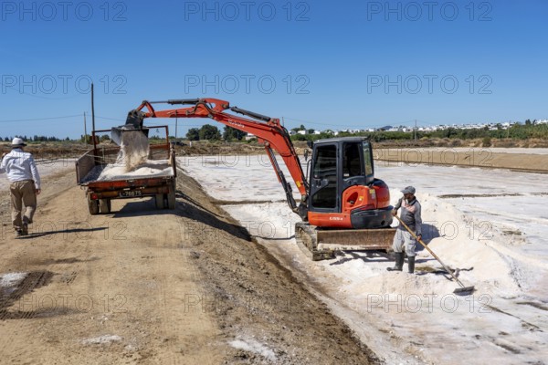 Salt extraction on the Algarve coast in Portugal, 95 per cent of Portuguese sea salt is extracted