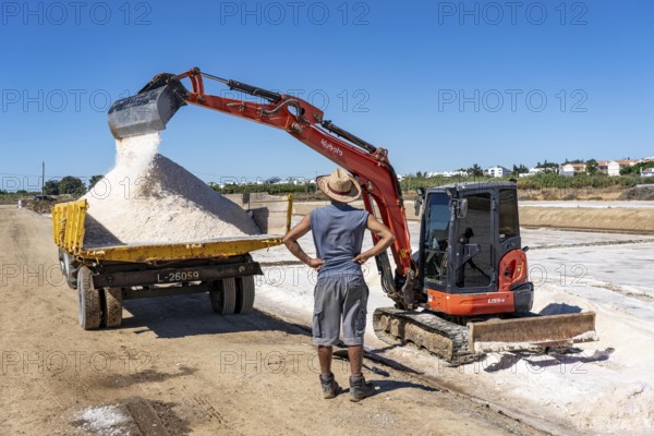 Salt extraction on the Algarve coast in Portugal, 95 per cent of Portuguese sea salt is extracted