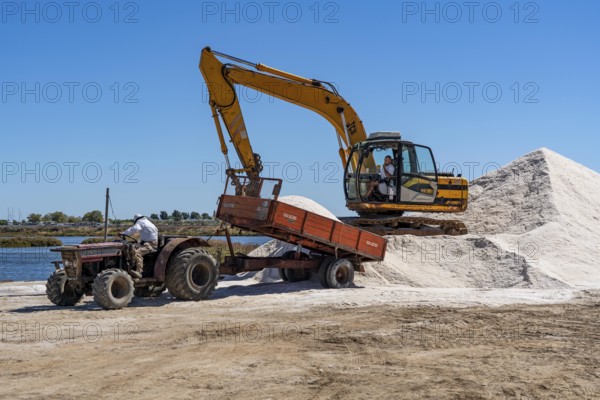 Salt extraction on the Algarve coast in Portugal, 95 per cent of Portuguese sea salt is extracted