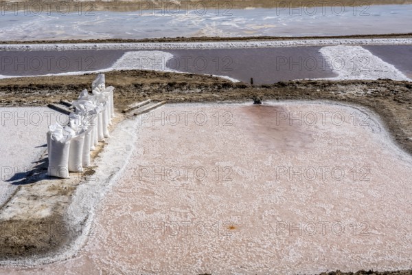 Salt extraction on the Algarve coast in Portugal, 95 per cent of Portuguese sea salt is extracted