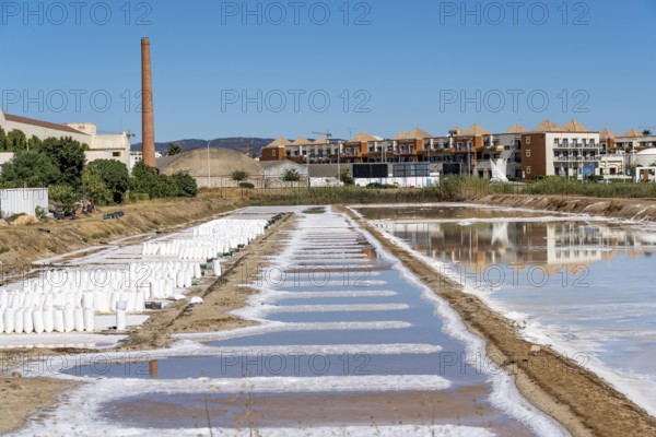 Salt extraction on the Algarve coast in Portugal, 95 per cent of Portuguese sea salt is extracted