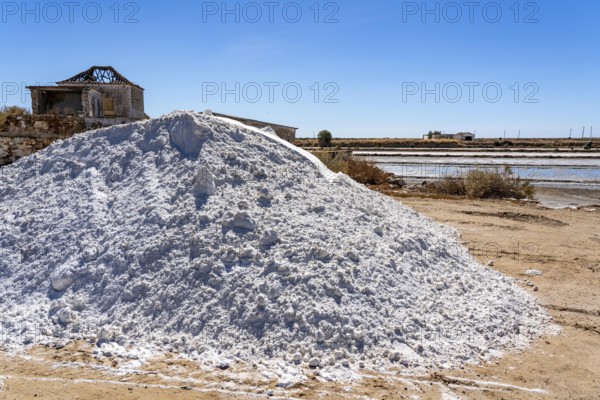 Salt extraction on the Algarve coast in Portugal, 95 per cent of Portuguese sea salt is extracted