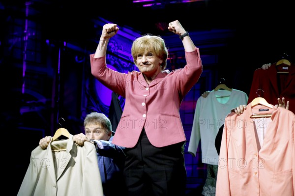 Tobias Bonn and Christoph Marti (Merkel) at the photo rehearsal for Miss Merkel - Murder in the