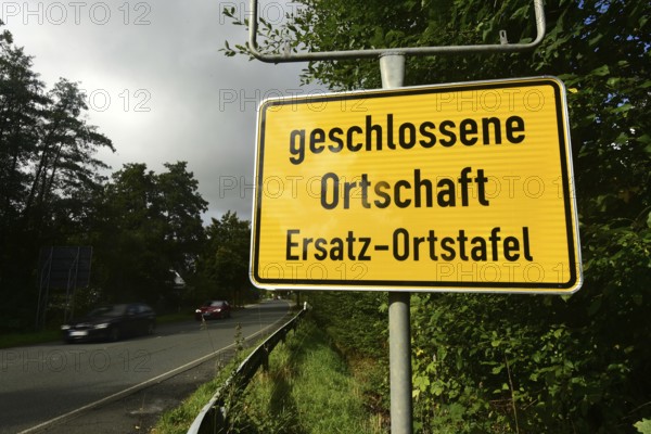 Instead of the usual place name sign, a replacement place name sign has been installed in the