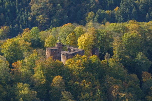 Aerial photo, Montclair Castle, castle tower, at the Saarschleife Mettlach, Taben-Rodt, Saarland,