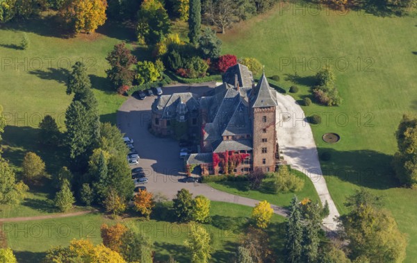 Aerial photo, guest house Schloss Saareck, Mettlach, Saarland, Germany, Europe, birds-eyes view,