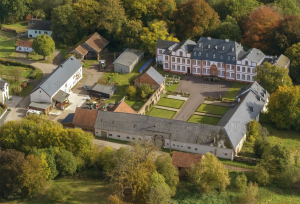 Hotel Schloss Münchweiler, Wadern, Saarbrücken, Saarland, Germany, Europe, aerial photo, birds-eyes