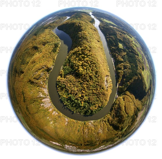 Aerial photo, Saarschleife, Saar, Montclair Castle, Taben-Rodt, Saarland, Rhineland-Palatinate,