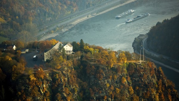 The Loreley, Lorelei, slate cliffs in the UNESCO World Heritage Upper Middle Rhine Valley near