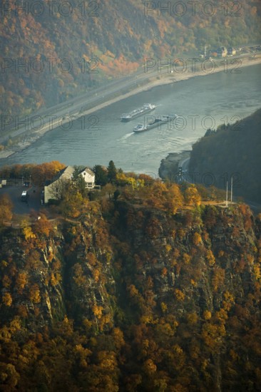 The Loreley, Lorelei, slate cliffs in the UNESCO World Heritage Upper Middle Rhine Valley near