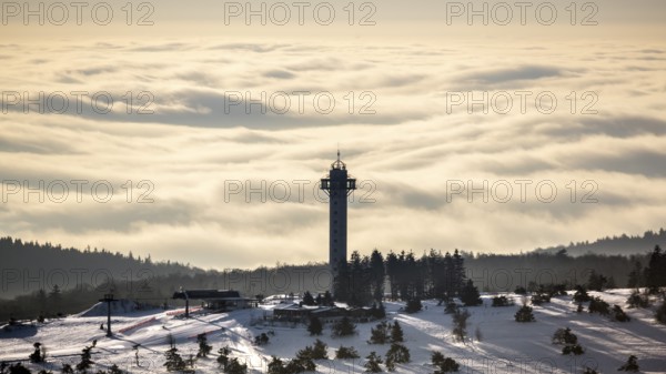 The Effelsberg, ski paradise in the Hochsauerland near Willingen with a view of a closed cloud