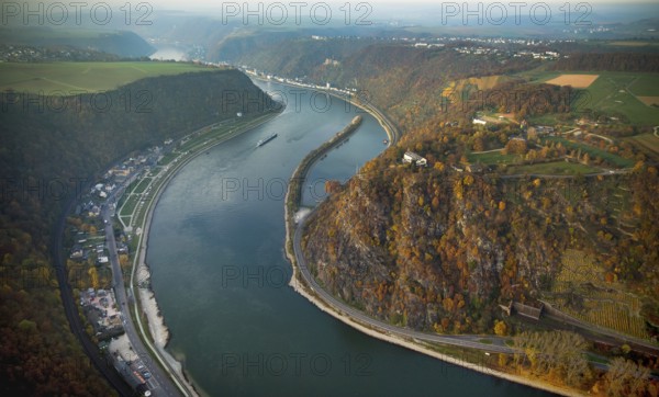 The Loreley, Lorelei, slate cliffs in the UNESCO World Heritage Upper Middle Rhine Valley near