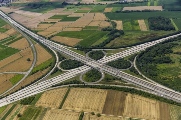 Motorway junction Walldorf, A5 and A6, cloverleaf, Walldorf, Baden-Württemberg, Germany, Europe,