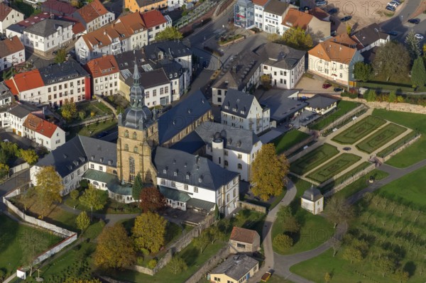 Church and Benedictine Abbey Tholey, Tholey, Saarbrücken, Saarland, Germany, Europe, aerial view,