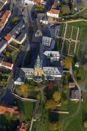 Church and Benedictine Abbey Tholey, Tholey, Saarbrücken, Saarland, Germany, Europe, aerial view,