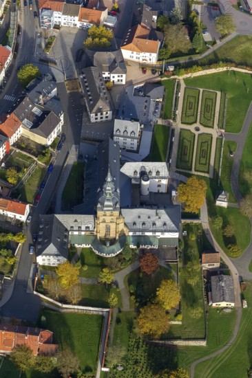 Church and Benedictine Abbey Tholey, Tholey, Saarbrücken, Saarland, Germany, Europe, aerial view,