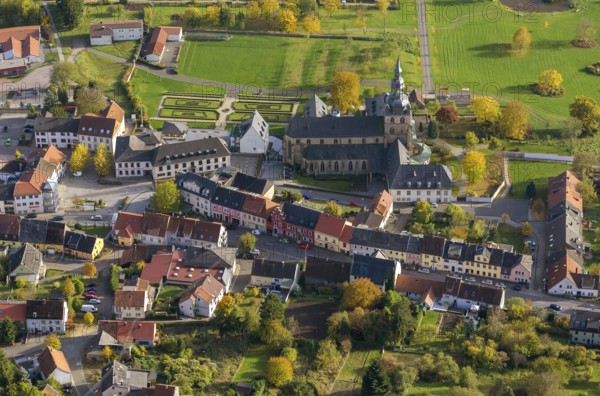 Church and Benedictine Abbey Tholey, Tholey, Saarbrücken, Saarland, Germany, Europe, aerial view,