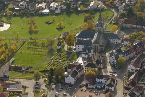 Church and Benedictine Abbey Tholey, Tholey, Saarbrücken, Saarland, Germany, Europe, aerial view,
