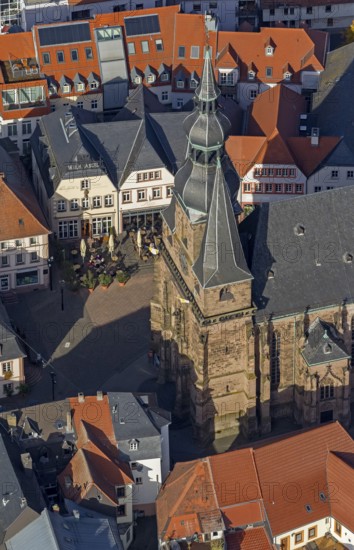 Wendalinusbasilika, basilica, Sankt Wendel, Saarbrücken, Saarland, Germany, Europe, aerial view,