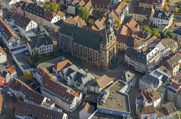 Wendalinusbasilika, basilica, Sankt Wendel, Saarbrücken, Saarland, Germany, Europe, aerial view,