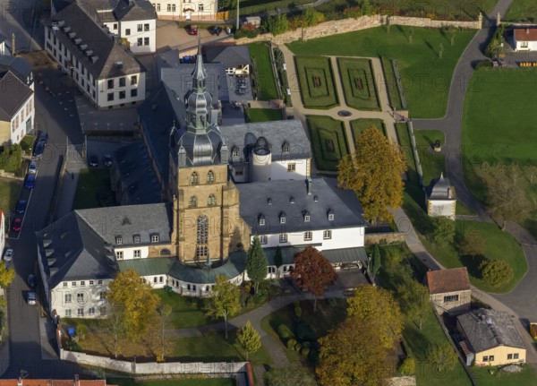 Church and Benedictine Abbey Tholey, Tholey, Saarbrücken, Saarland, Germany, Europe, aerial view,