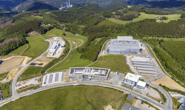 Aerial view, construction site Märkischer Gewerbepark Rosmart, Rosmarter Allee, Hemecker Weg,