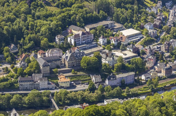 Aerial view, town hall Altena, Burggymnasium Altena, Altena, Sauerland, Märkischer Kreis, North