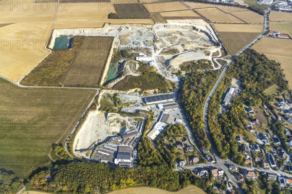 Aerial view, quarry Natursteinwerk Rinsche, Klieve, Anröchte, Kreis Soest, North Rhine-Westphalia,