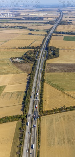 Aerial view, motorway A44, rest area, rest area Völlinghauser Flur, rest area Klievermühle, Klieve,