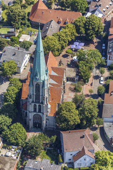 Aerial view, catholic church St. Johannes Baptist, Kirchstraße. Altenberge, Münsterland, North