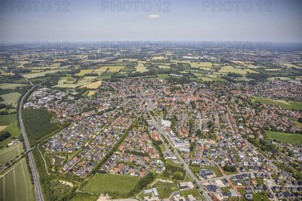 Aerial view, aerial view, Altenberge, Münsterland, North Rhine-Westphalia, Germany, Autohaus