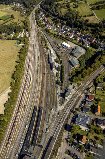 Aerial view, Altenbeken station, locomotive turntable, Altenbeken, East Westphalia-Lippe, North