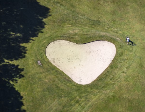 Aerial view, heart shape on golf course, Golfclub Sauerland Neheim-Hüsten, Arnsberg, Sauerland,