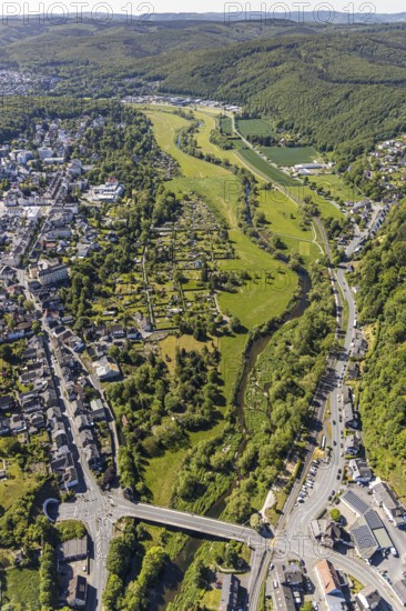 Aerial view, Ruhr valley, Jägerbrücke, allotment garden association Ruhr valley, administrative