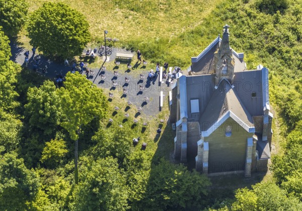 Aerial view, Kreuzberg Chapel, Arnsberg, Sauerland, Hochsauerlandkreis, North Rhine-Westphalia,