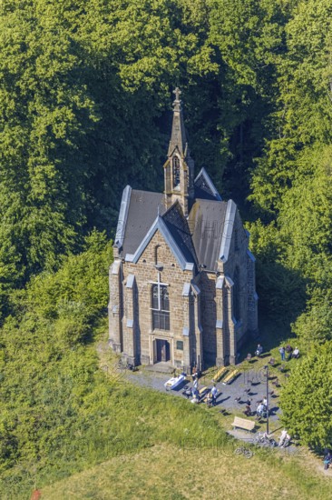 Aerial view, Kreuzberg Chapel, Arnsberg, Sauerland, Hochsauerlandkreis, North Rhine-Westphalia,