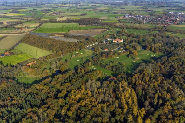 Aerial view, Golfclub Wasserschloss Westerwinkel, Schloss Westerwinkel, Herbern, Ascheberg,
