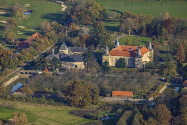 Aerial view, Golfclub Wasserschloss Westerwinkel, Schloss Westerwinkel, Herbern, Ascheberg,