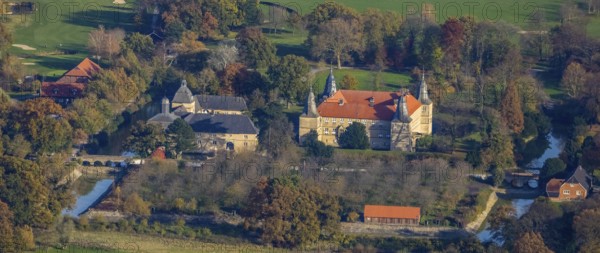 Aerial view, Golfclub Wasserschloss Westerwinkel, Schloss Westerwinkel, Herbern, Ascheberg,