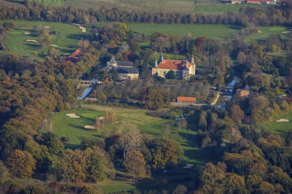 Aerial view, Golfclub Wasserschloss Westerwinkel, Schloss Westerwinkel, Herbern, Ascheberg,
