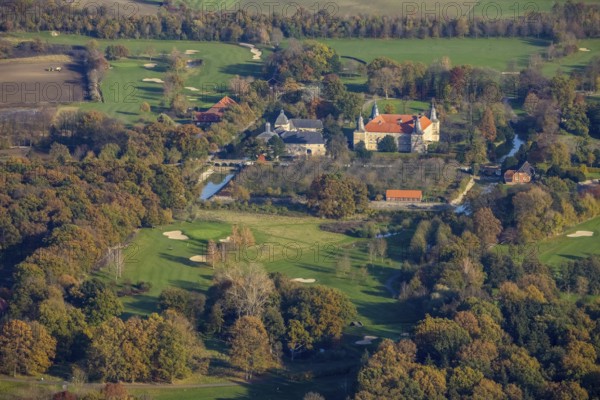 Aerial view, Golfclub Wasserschloss Westerwinkel, Schloss Westerwinkel, Herbern, Ascheberg,