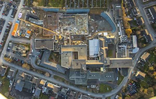 Aerial view, Klinikum Hochsauerland GmbH at Stolte Ley 5 is being expanded, Hüsten, Arnsberg,