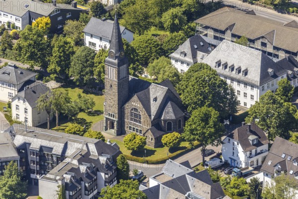 Aerial view, Church of the Redeemer, Church of the Redeemer, Attendorn, Sauerland, North