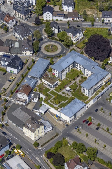 Aerial view, shopping centre Finnentroper Straße, Attendorn, Sauerland, North Rhine-Westphalia,