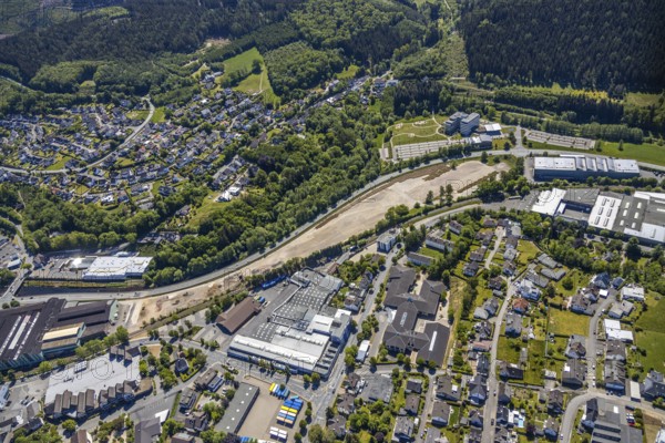 Aerial view, construction area, Greif site, bypass road, Attendorn, Sauerland, North
