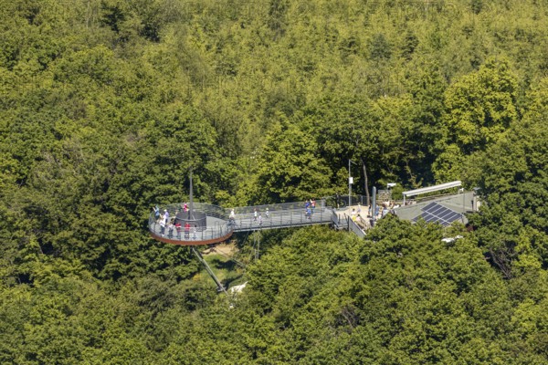 Aerial view, forest area, Biggeblick viewing platform, Attendorn, Sauerland, North
