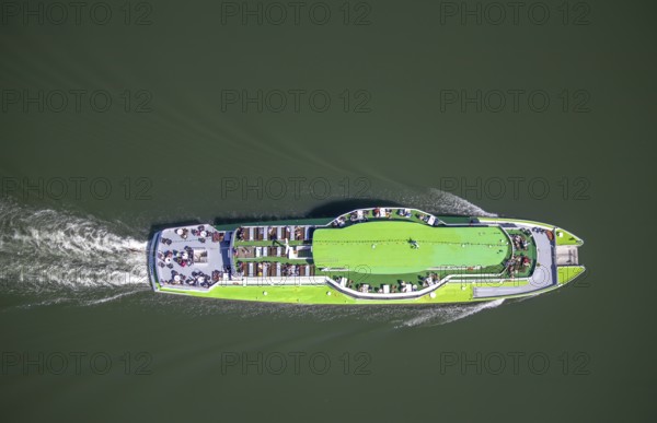 Aerial photo, excursion boat Westfalen on the Biggetalsperre, Attendorn, Sauerland, North