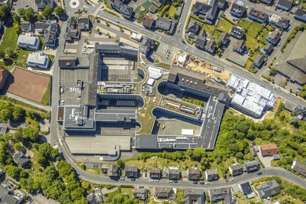 Aerial view, Viega Attendorn Campus, construction site Viega car park on Windhauser Straße,
